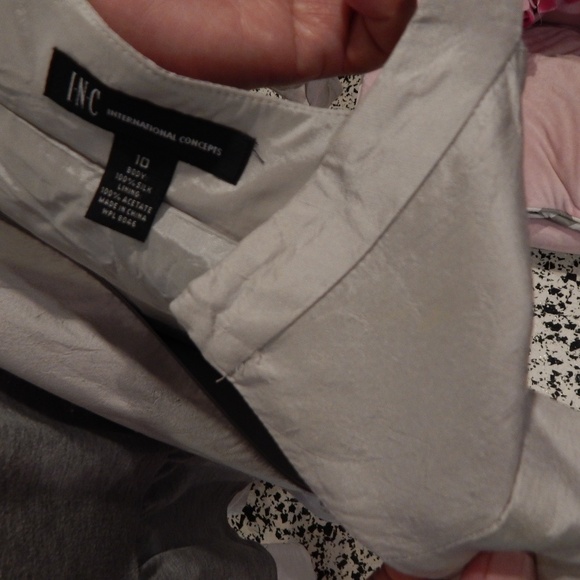 INC Silver Silk Dress With Sequence Design Size 10 - Picture 6 of 6